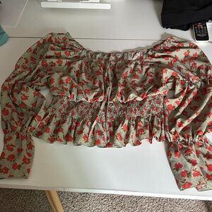 Floral Off-Shoulder Top - Red and Green